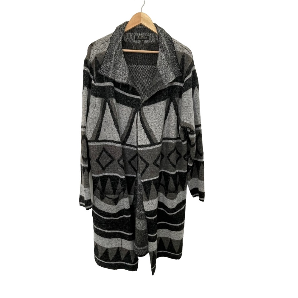Joseph A black gray Southwest Boho open Cardigan duster size extra large